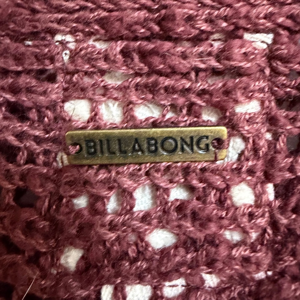 Billabong Womens Burgundy Open Knit Lace Up Sweater Small Boho Coastal Festival - Picture 8 of 10